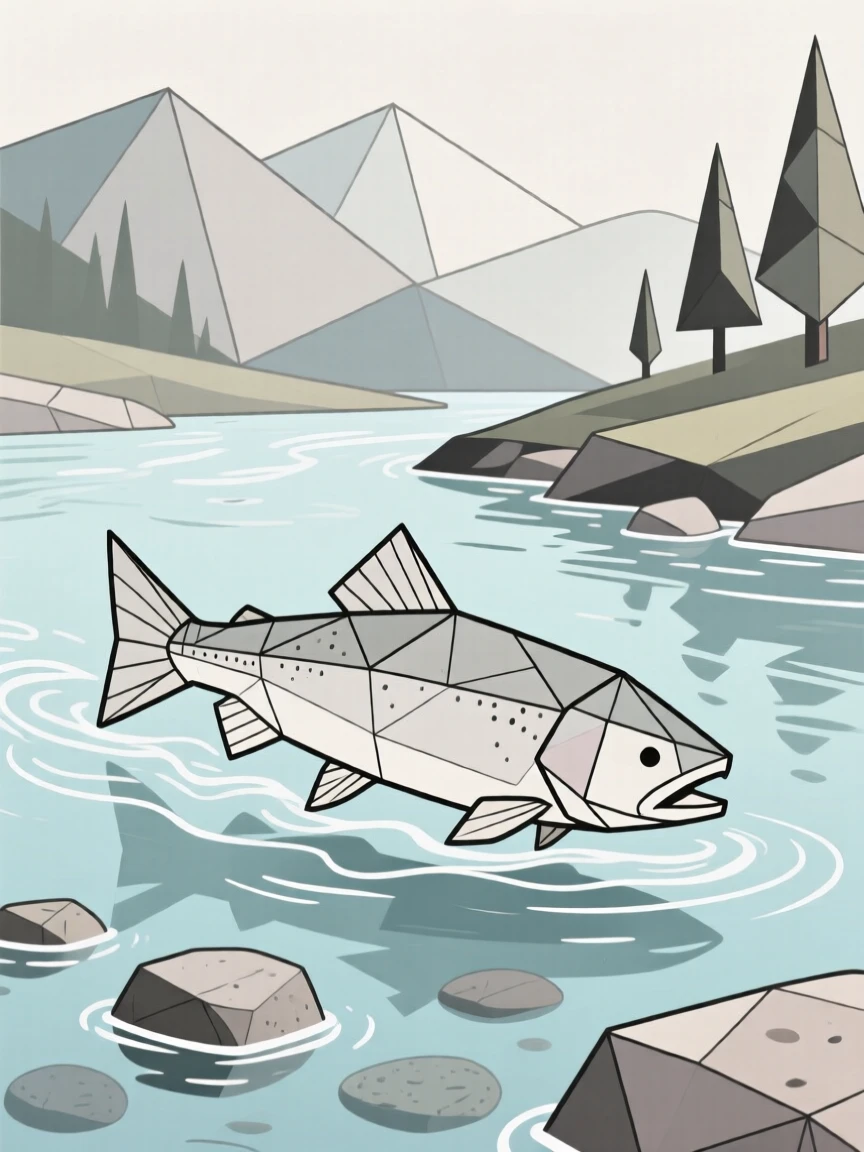 A trout swimming in a clear mountain stream