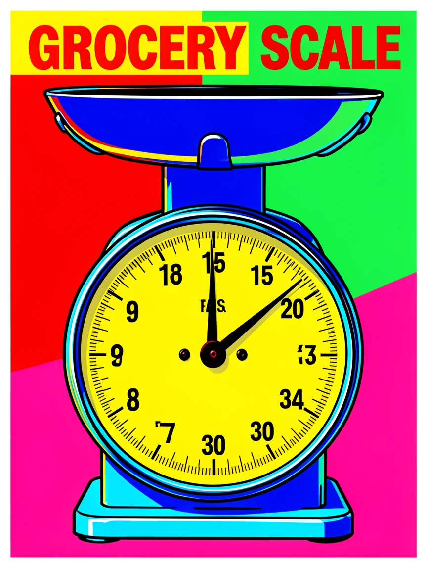 Old-fashioned weighing scale in a grocery store
