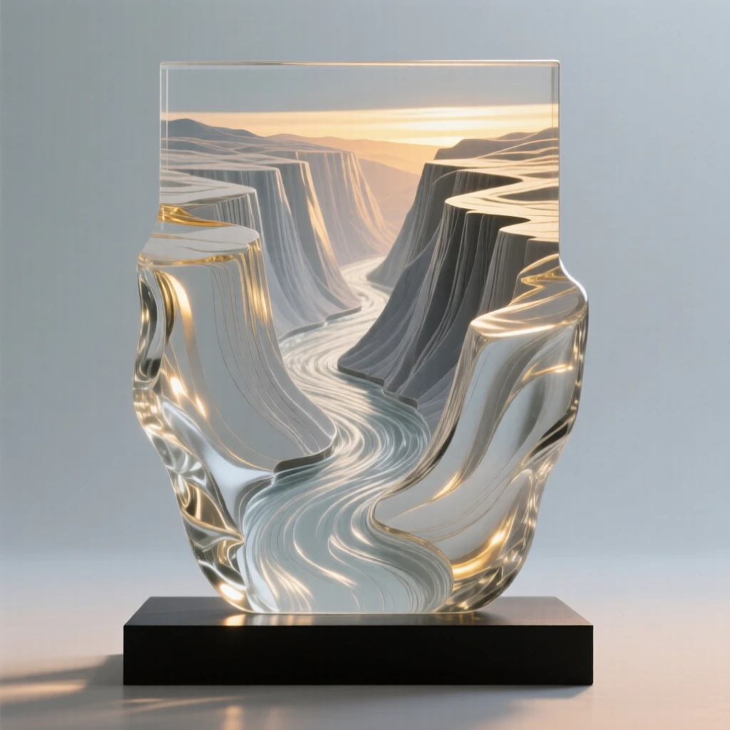 A canyon carved deep by centuries of flowing water, as the sun rises slowly over the distant horizon