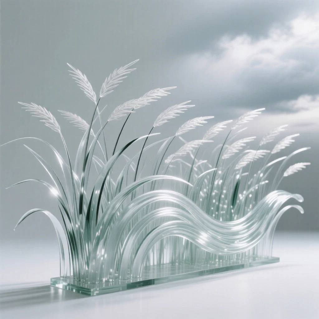 A field of tall grass rippling like waves in the wind beneath a sky filled with drifting storm clouds