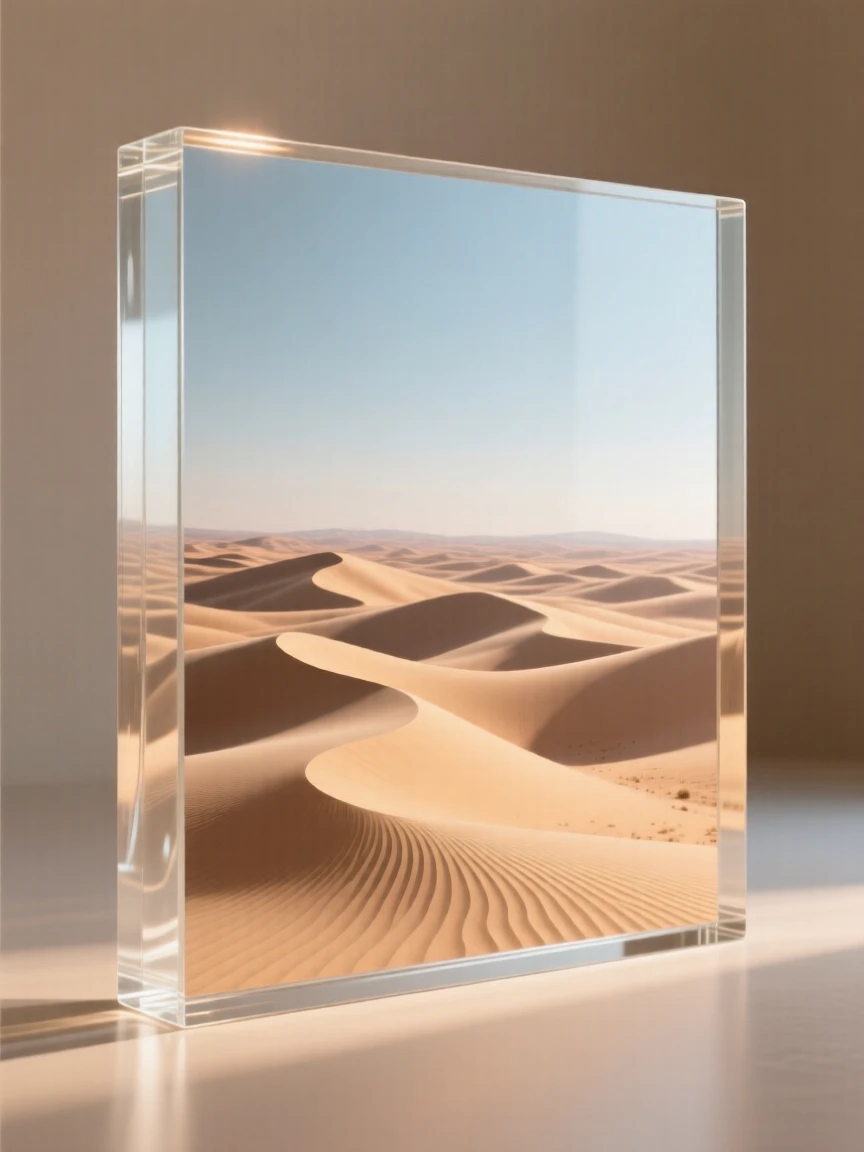 A desert of rolling dunes stretching to the horizon beneath layers of clouds catching the last light of day