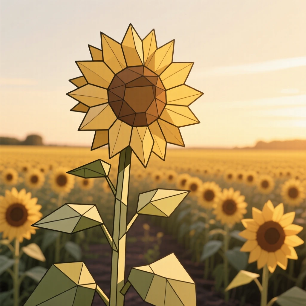 A sunflower field at golden hour