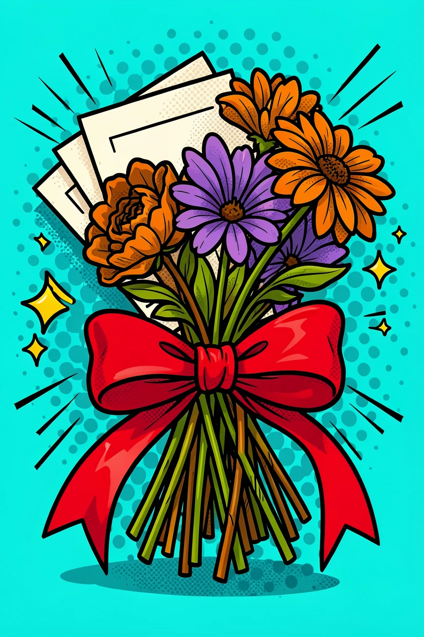 Love letters and dried flowers tied with a ribbon