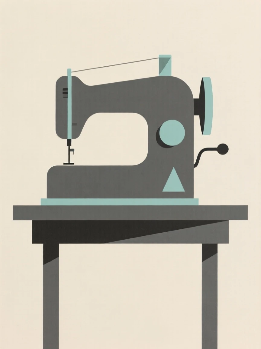A vintage sewing machine on a table