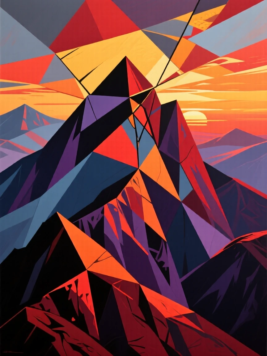 A dramatic atmospheric view of a mountain ridge catching the very last light of sunset.