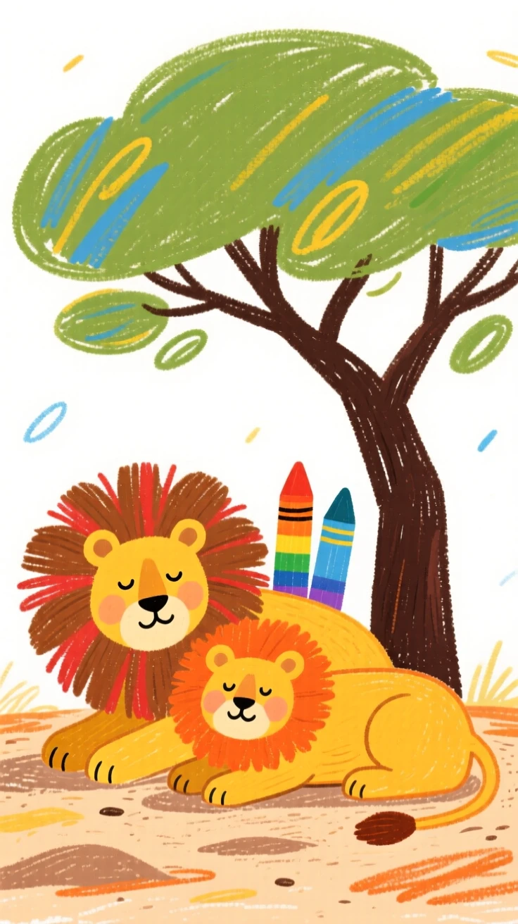 A pride of lions resting together beneath a lone acacia tree.