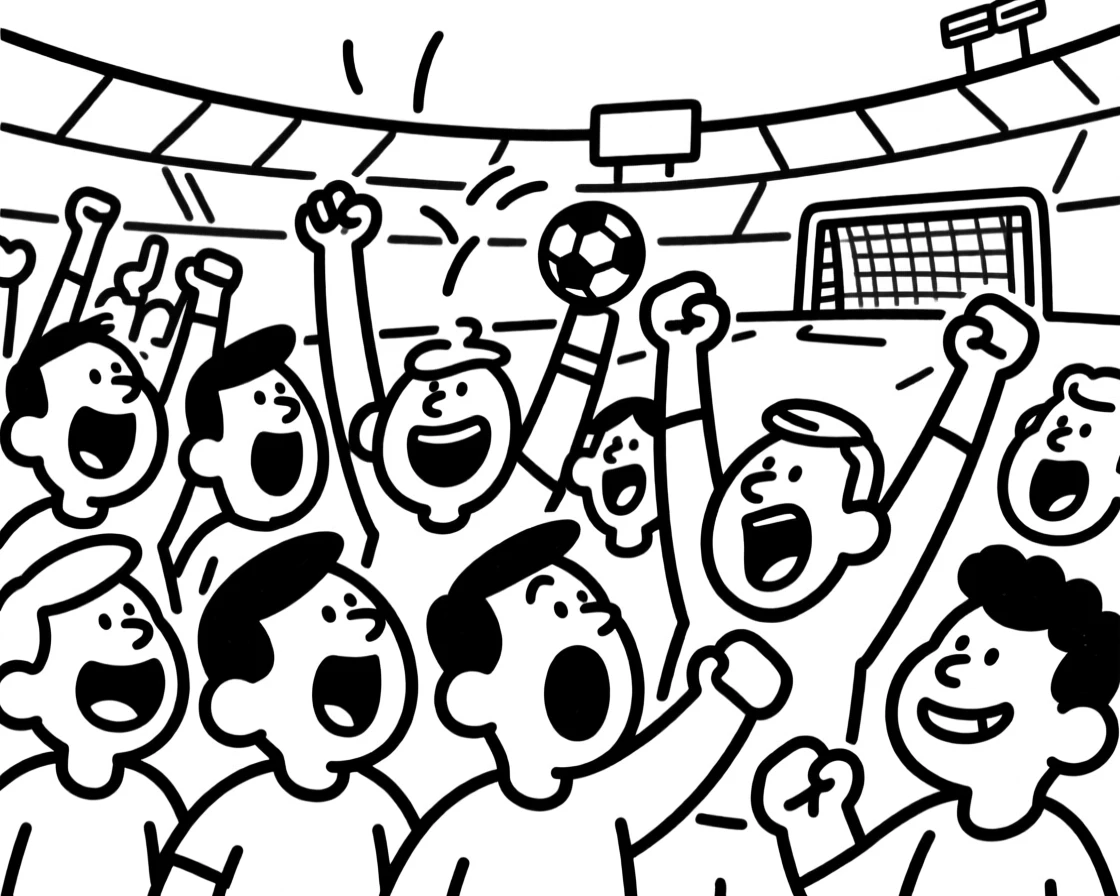 A stadium crowd erupting in celebration as their team scores a game-winning goal.