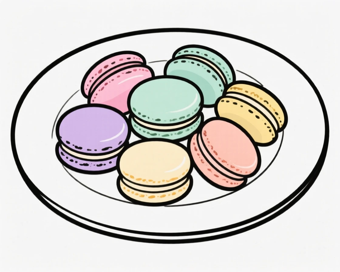 A plate of colorful macarons