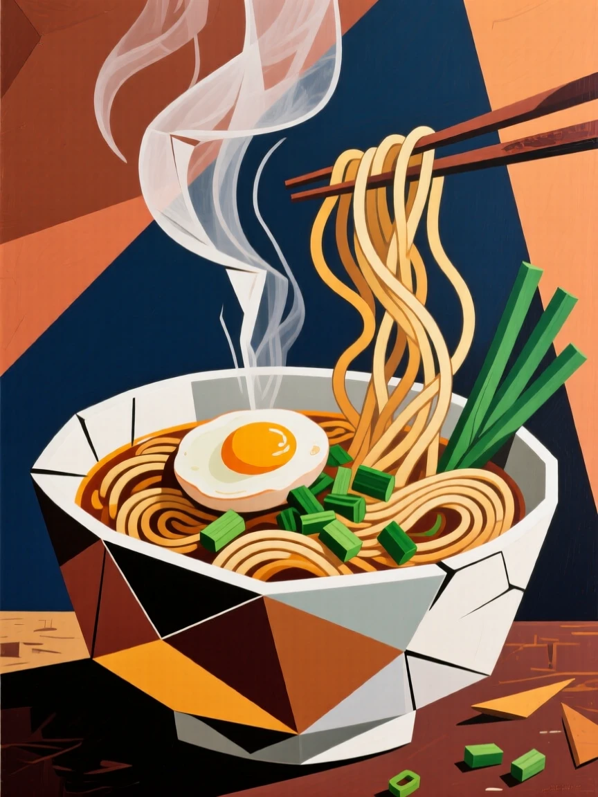 A steaming bowl of ramen topped with soft-boiled egg and fresh scallions.
