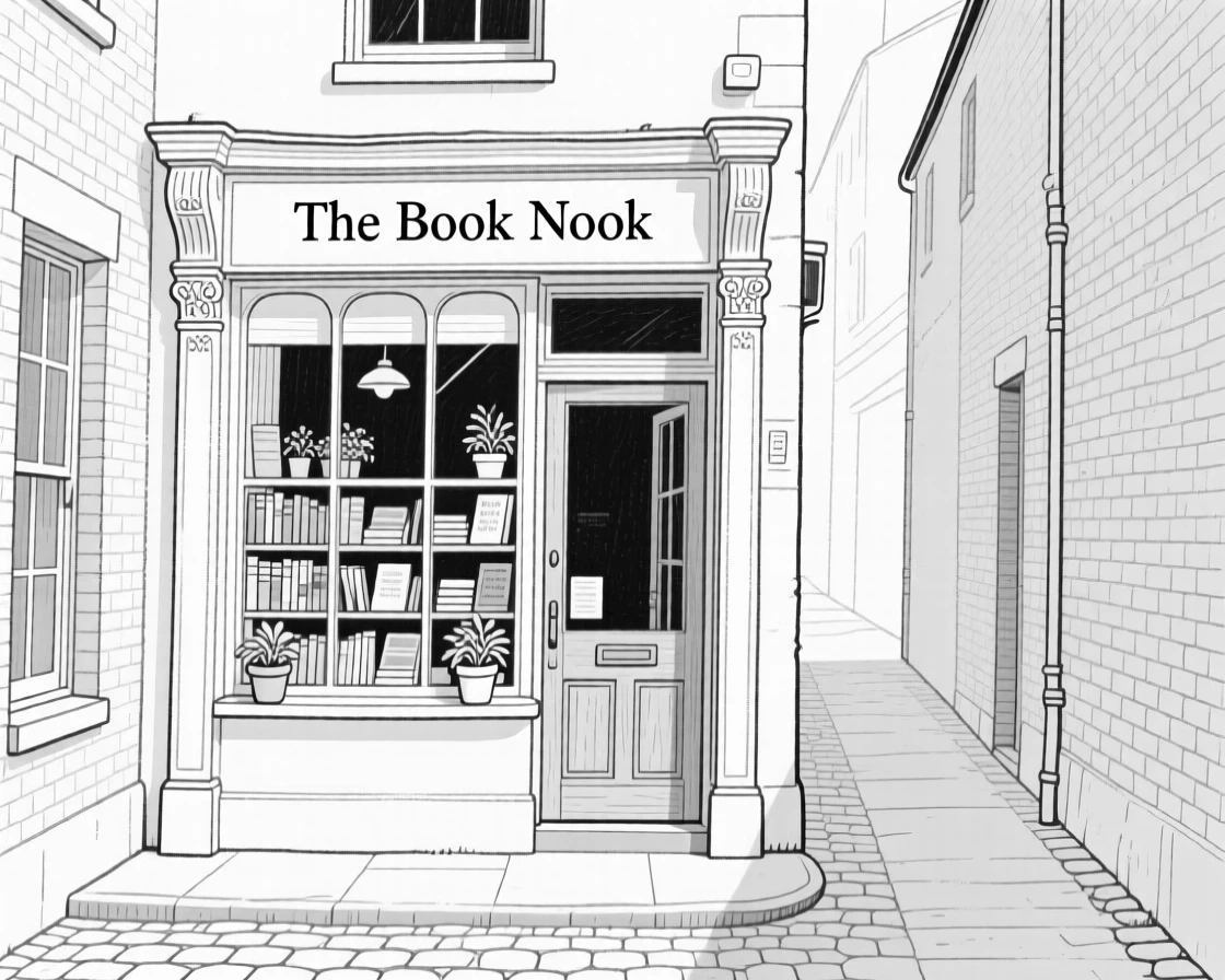 A charming bookshop tucked into a narrow city alley