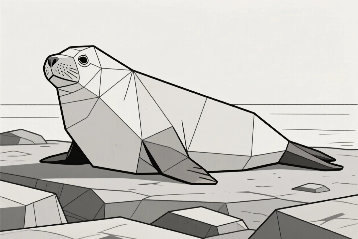A wild elephant seal resting on a rocky shore
