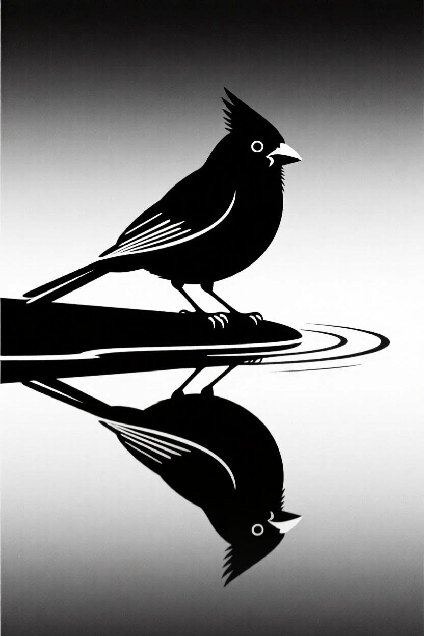 A cardinal reflected in still water.