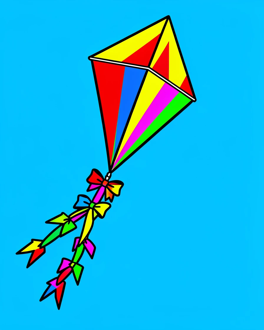 Classic paper kite with a long tail
