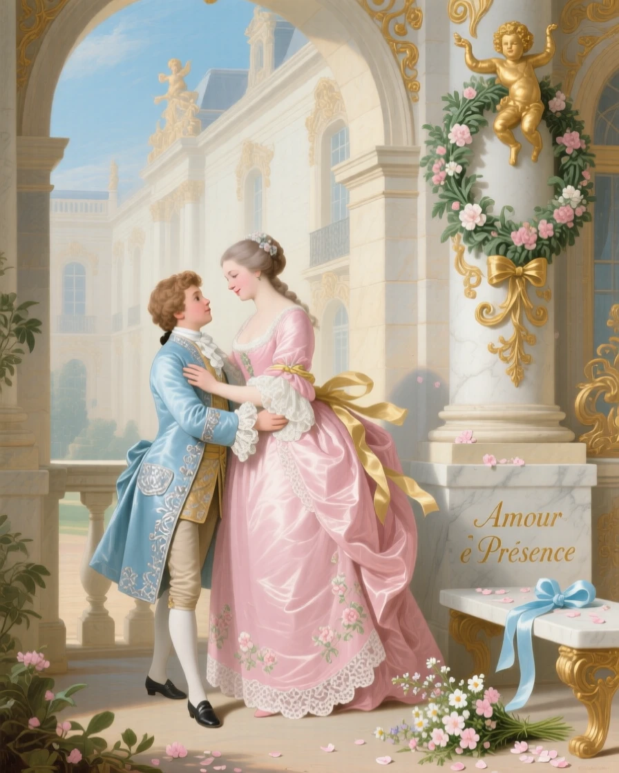 A prince returning from a journey to embrace his mother beneath palace arches  