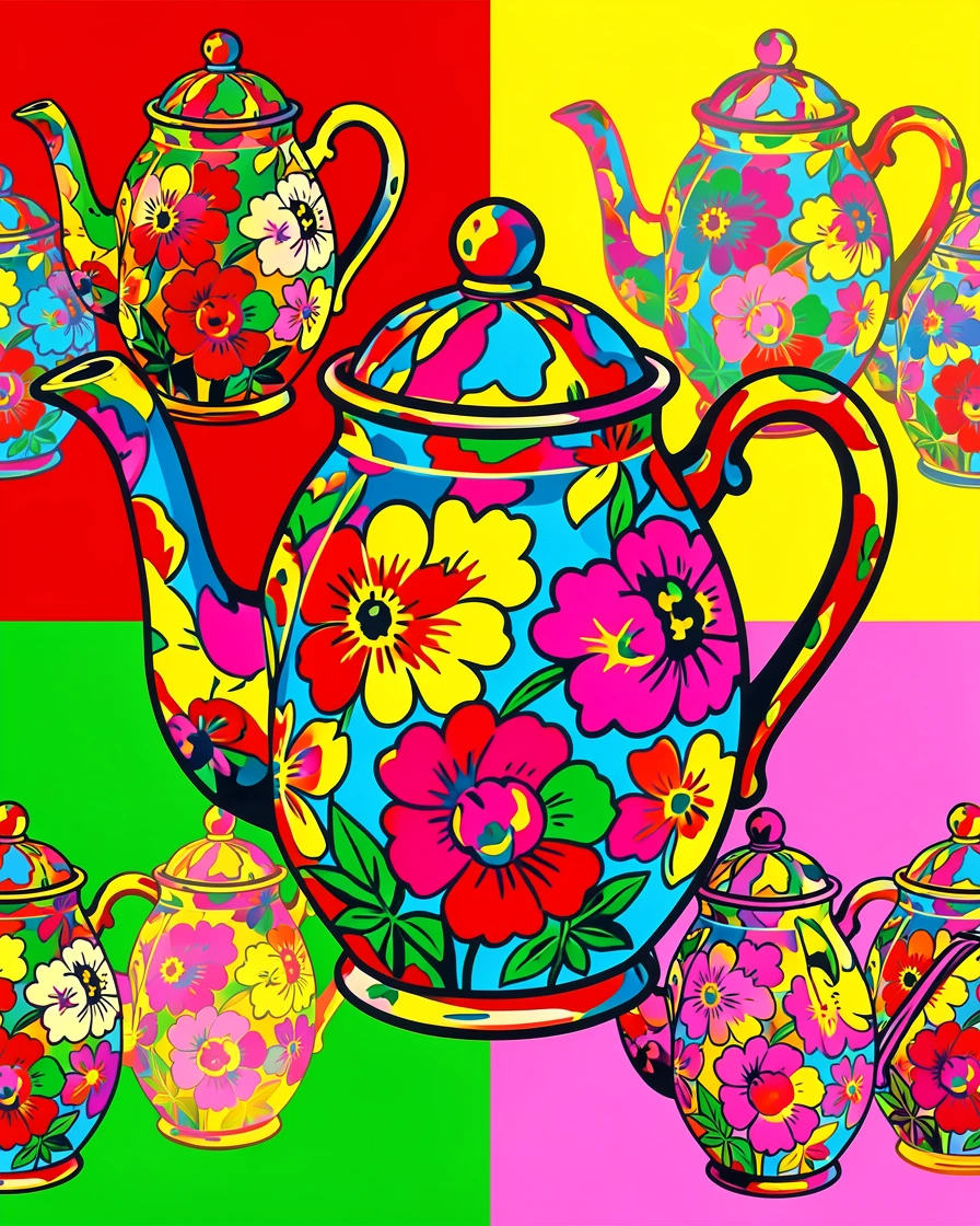Vintage teapot with a floral pattern
