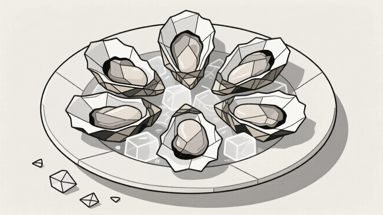 A plate of fresh oysters on ice