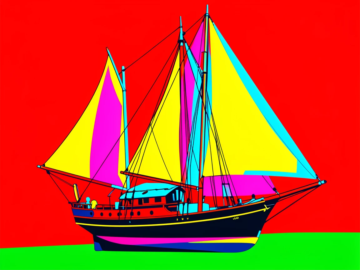 Old-fashioned scale model sailboat