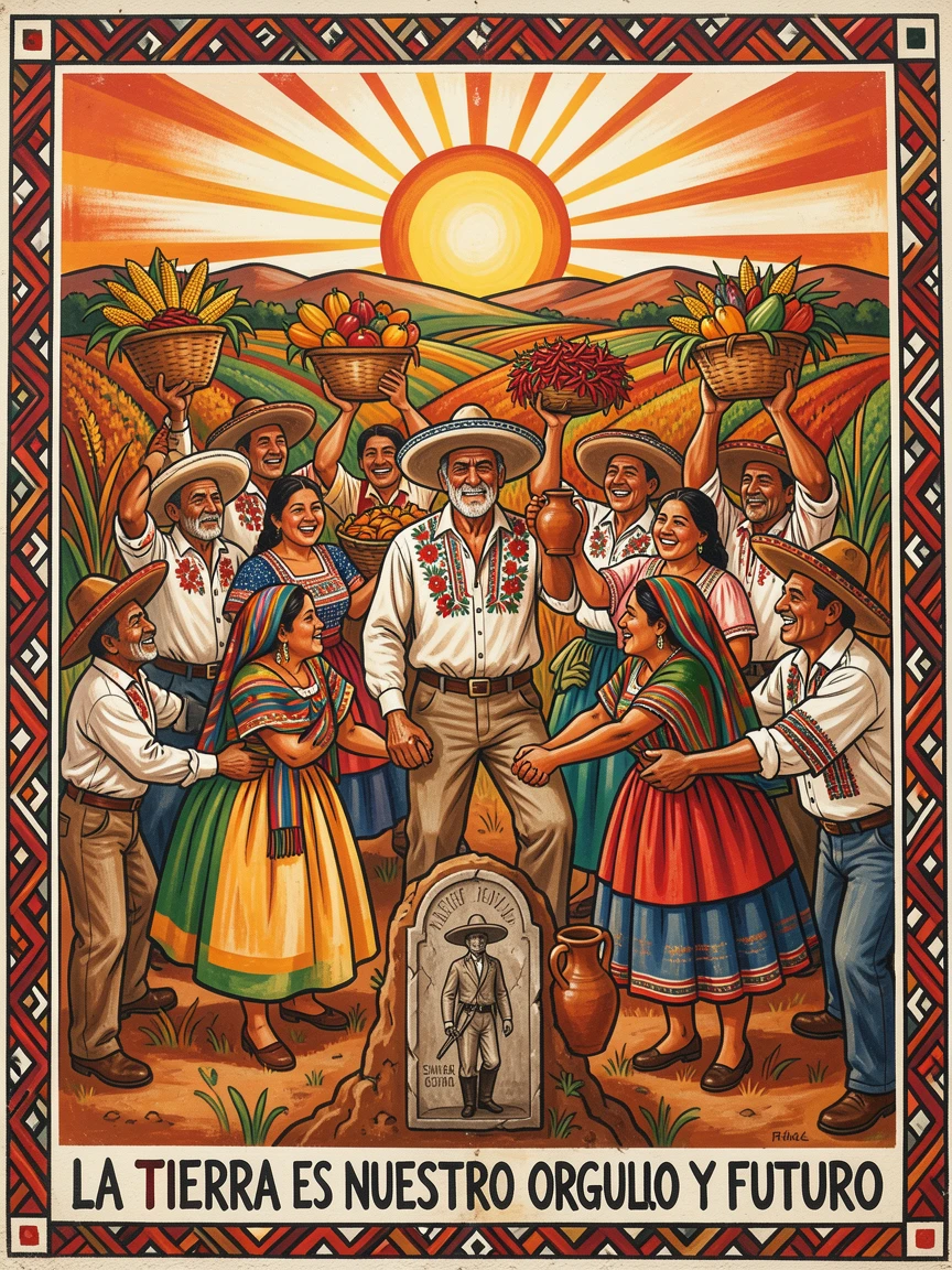 A group of farmers celebrating a successful harvest