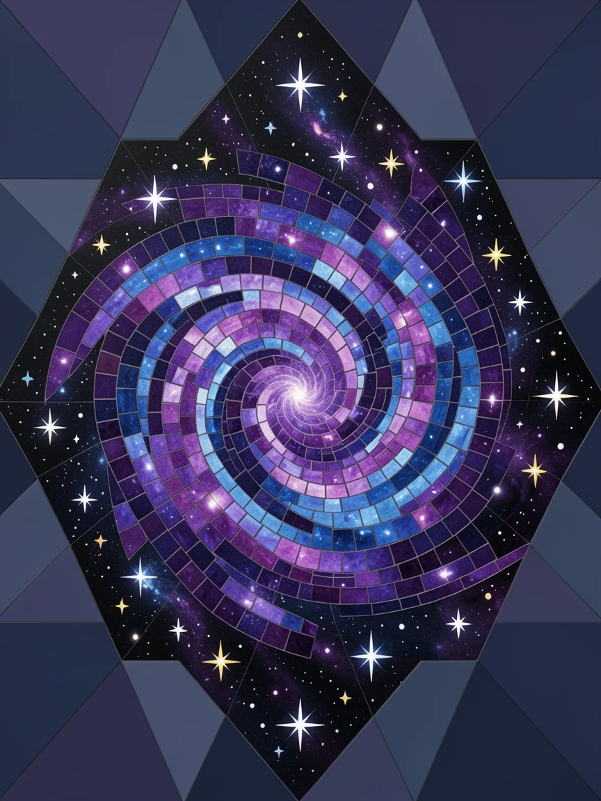 A breathtaking cosmic view of a swirling purple and blue nebula scattered with distant stars, with rich stars and glowing light.
