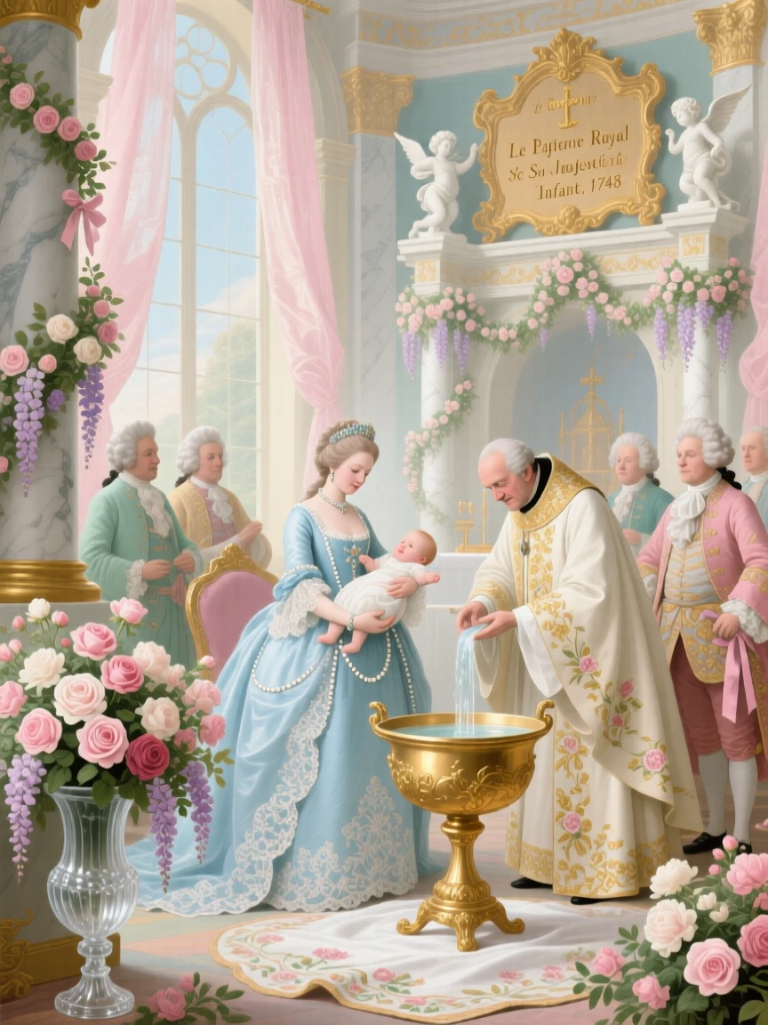 A royal christening in a flower-filled chapel  