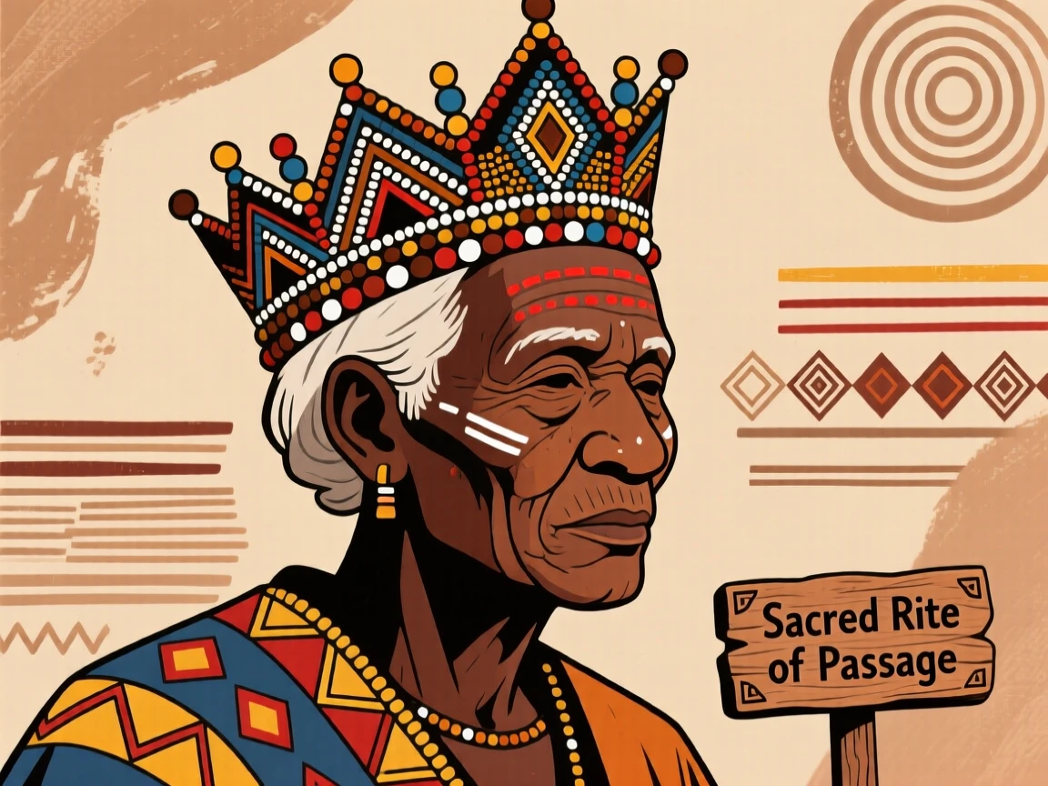 A beaded bridal crown worn by an elder during a sacred ritual.