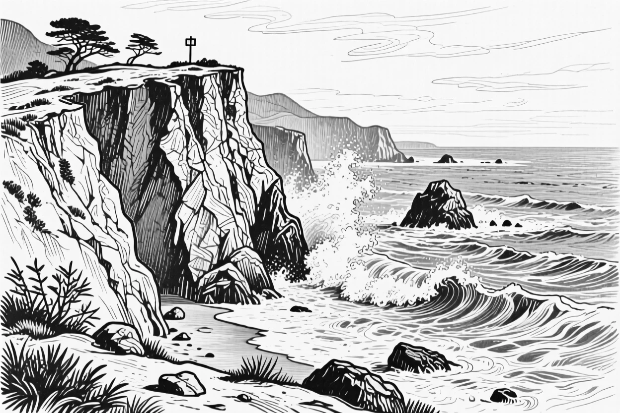 The dramatic cliffs of Big Sur meeting the crashing waves of the Pacific.