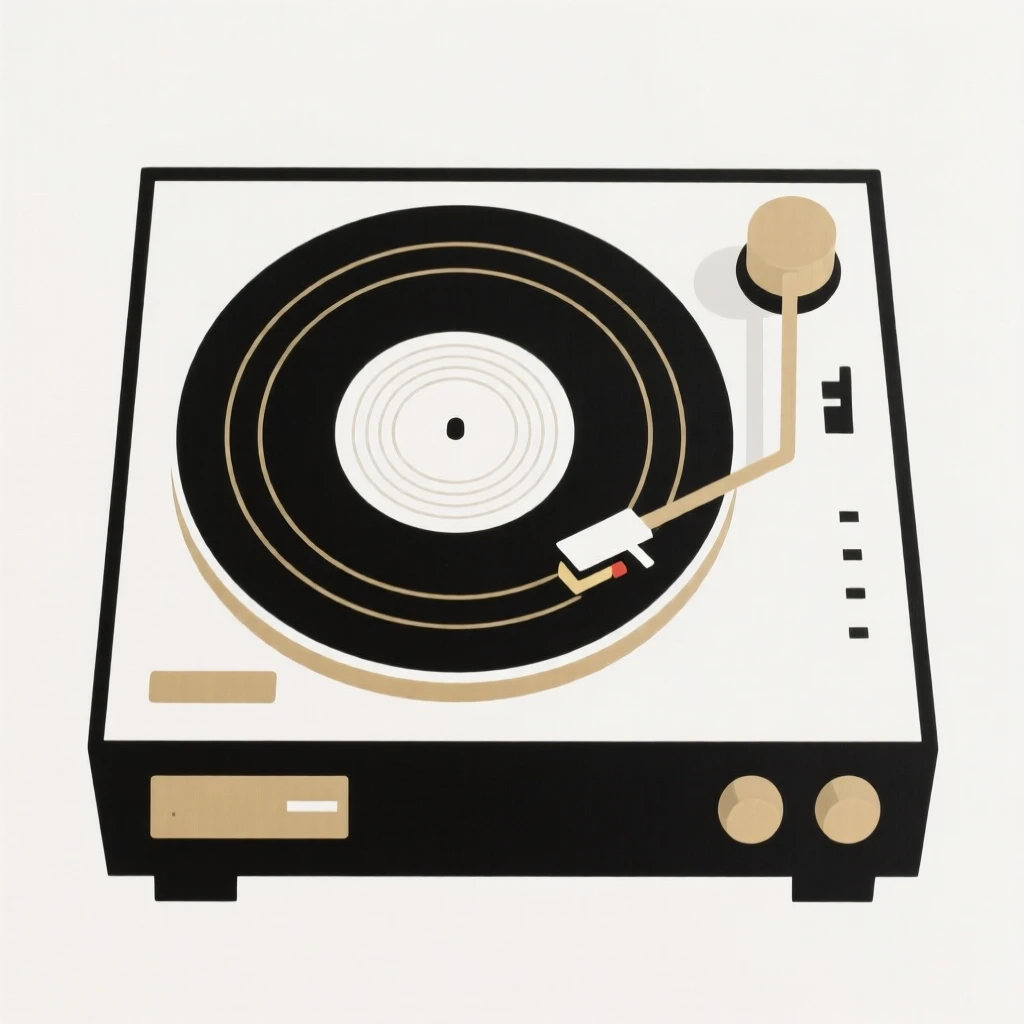 A vintage record player with a spinning disc