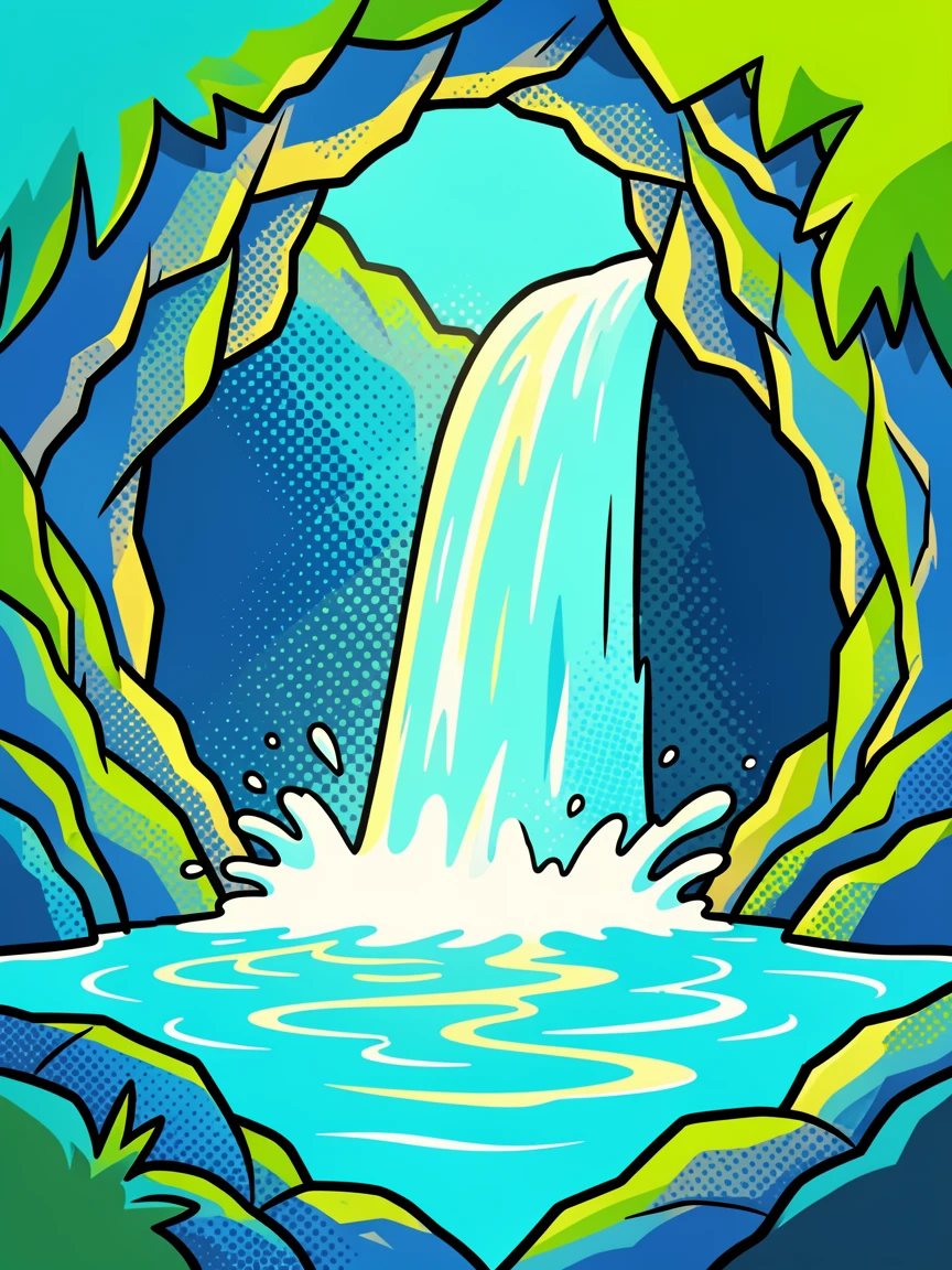 A hidden waterfall cave lit with soft natural light