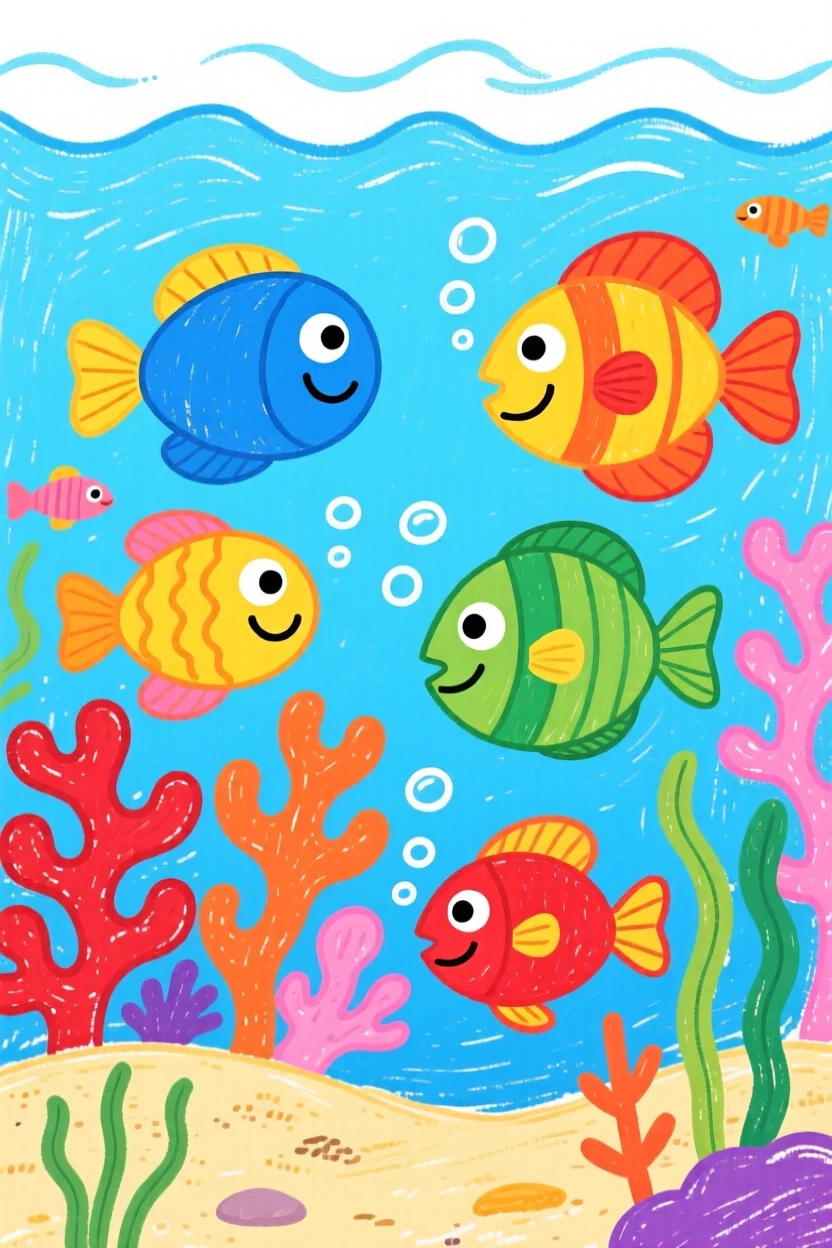 A coral reef teeming with colorful fish.