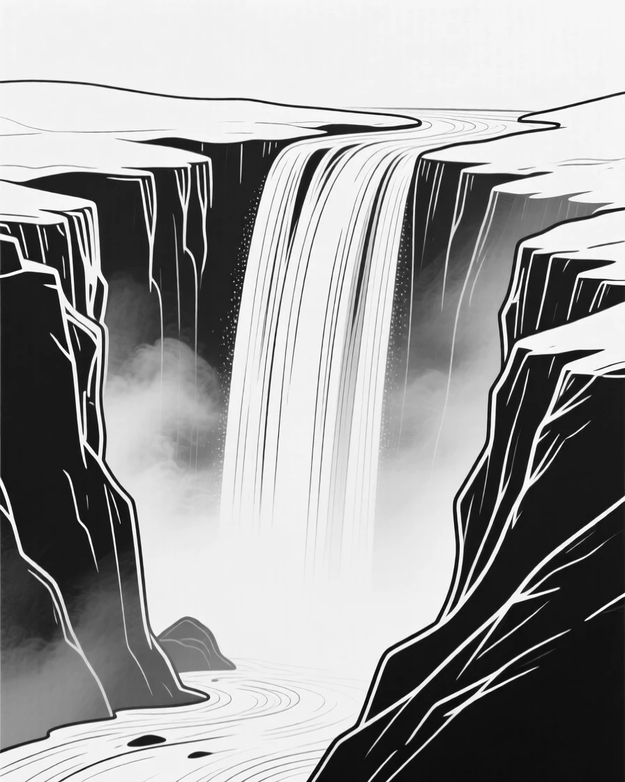 A famous waterfall cascading into a misty gorge