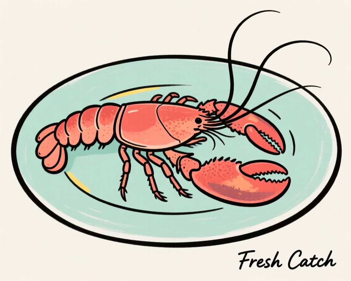 A lobster on a serving plate