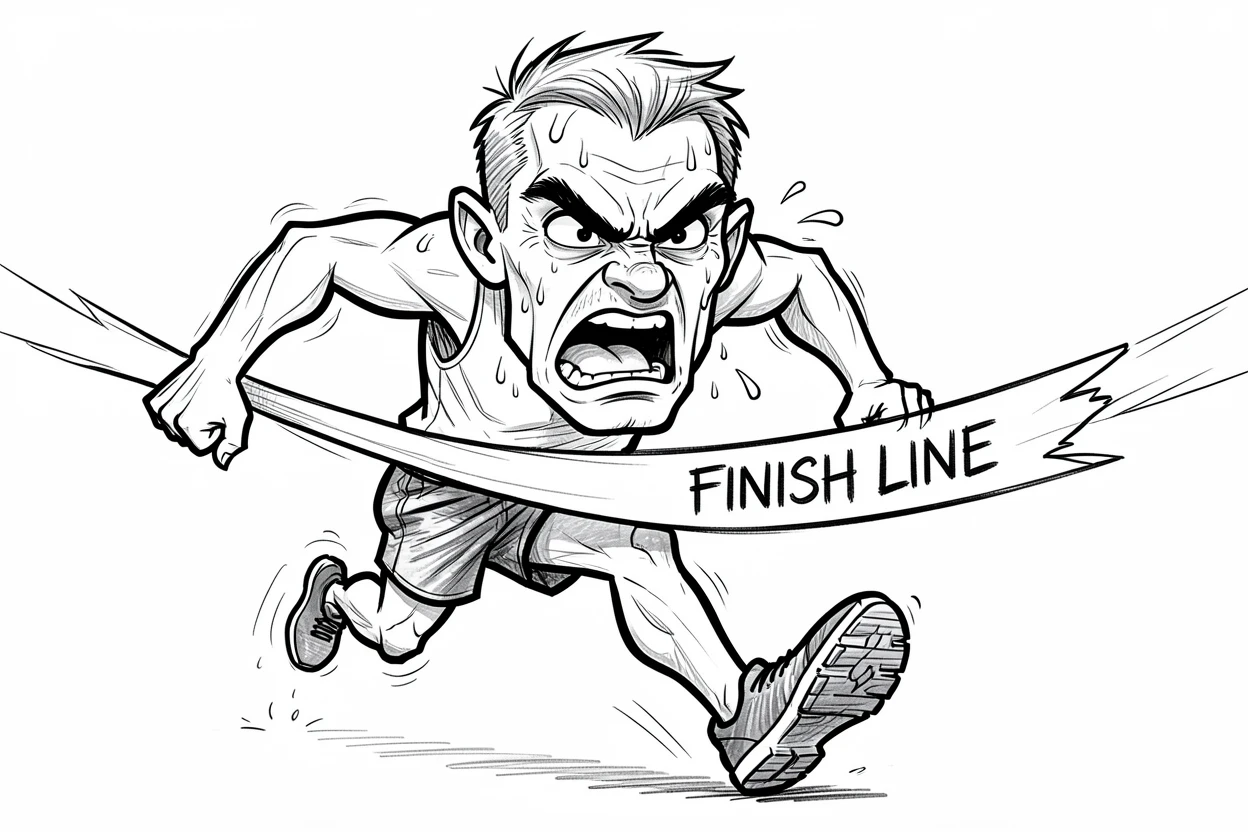 [Inspirational & Emotional Scenes] Touching, uplifting scene of a determined athlete crossing the finish line after overcoming injury, evoking deep emotion
