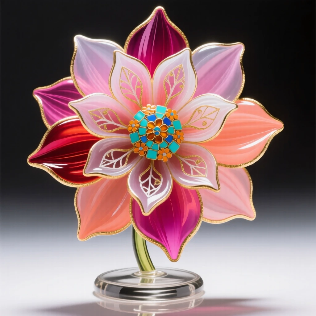 A single dahlia in full geometric bloom catching afternoon light, intricate and striking.