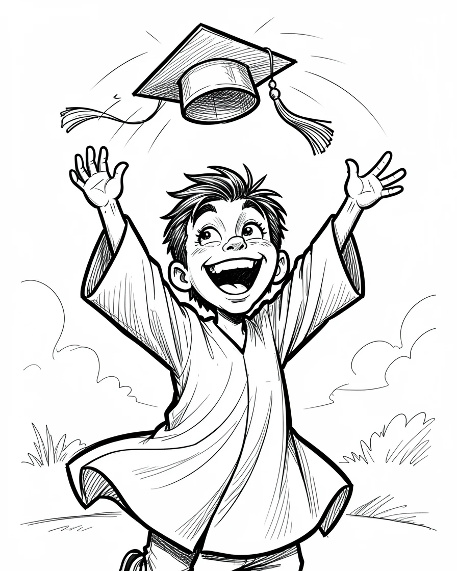 [Inspirational & Emotional Scenes] Touching, uplifting scene of a young graduate throwing a cap into the sky, beaming with pride, evoking deep emotion