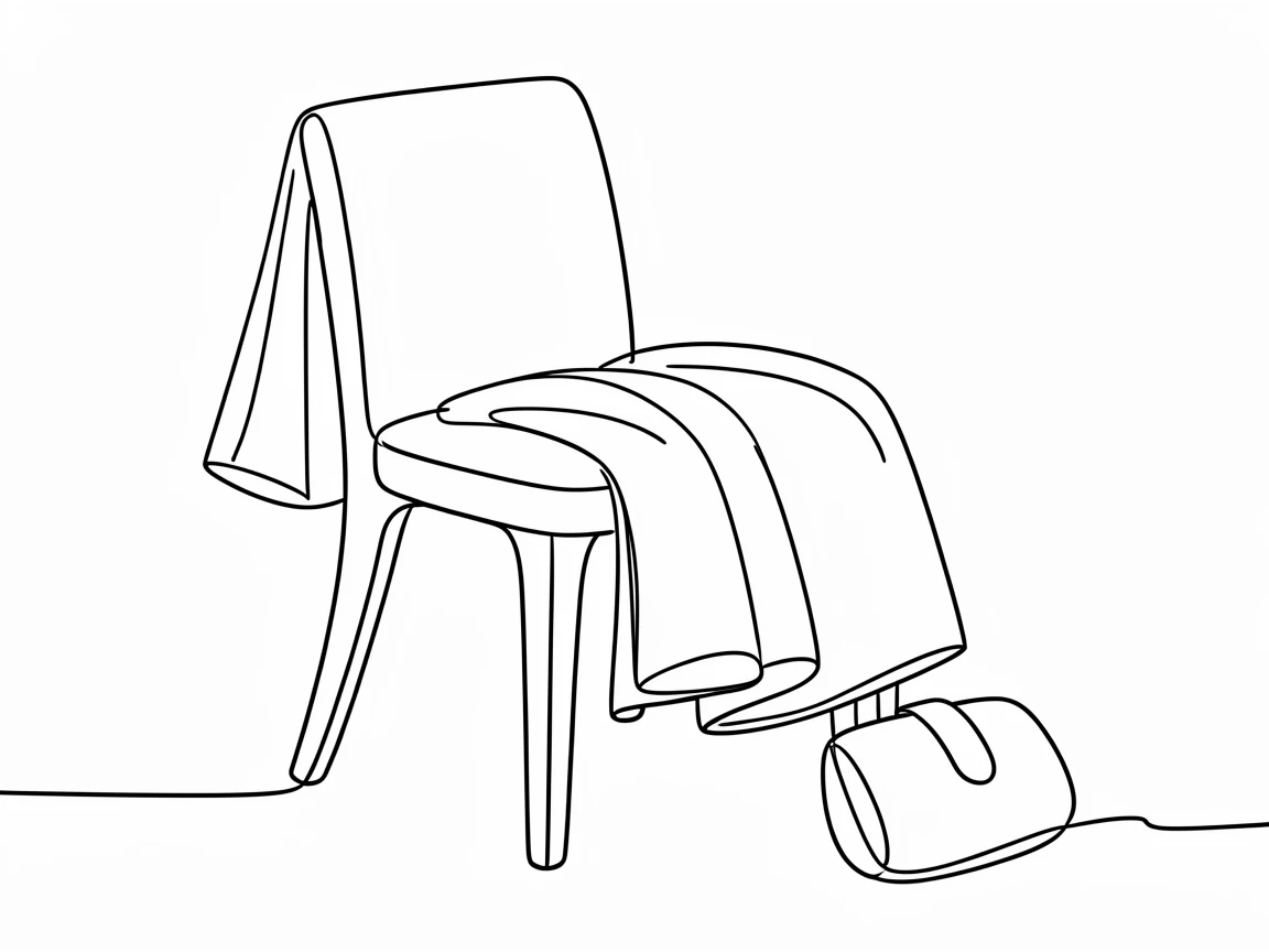 A tailored kilt draped over a chair beside a sporran