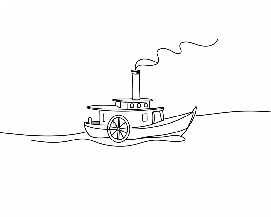 A paddle steamer cruising down a wide historic river