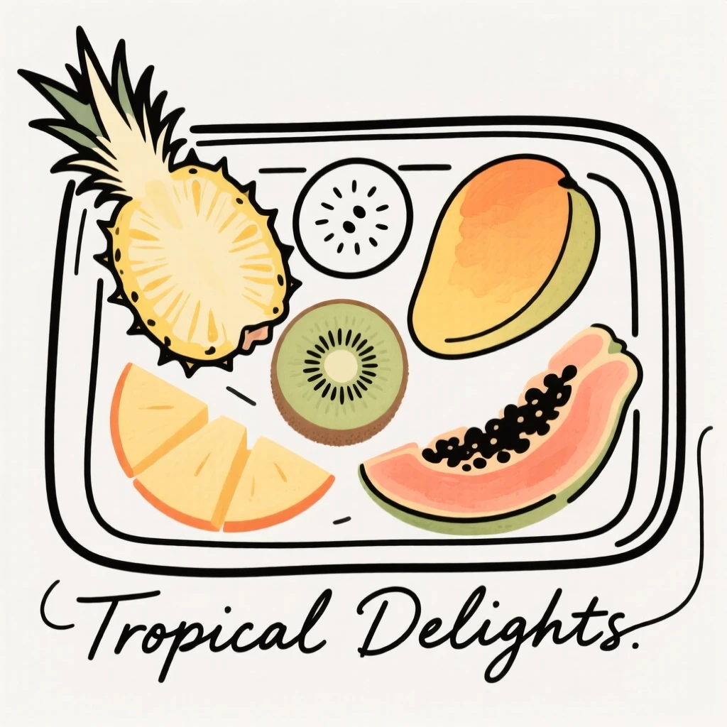 A tray of tropical fruit slices