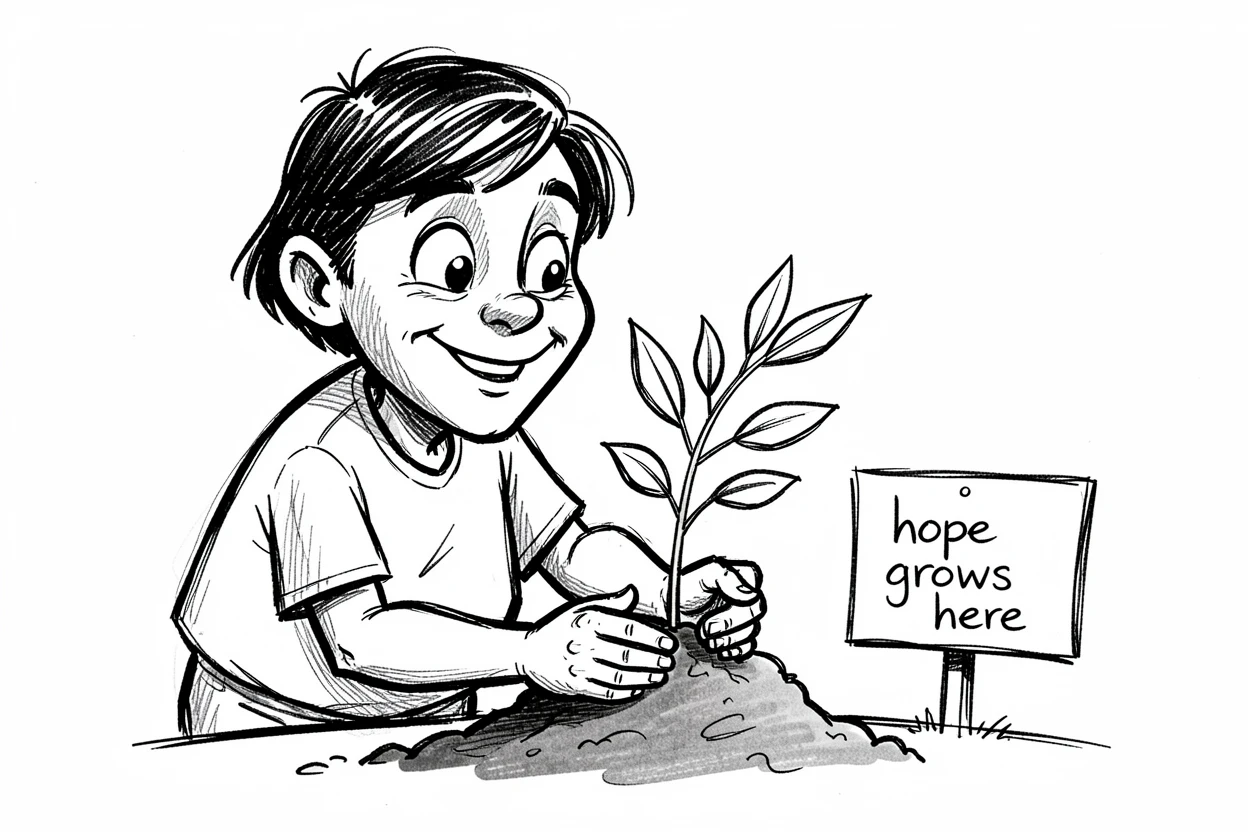 [Inspirational & Emotional Scenes] Touching, uplifting scene of a person planting a tree as a gesture of hope for the future, evoking deep emotion