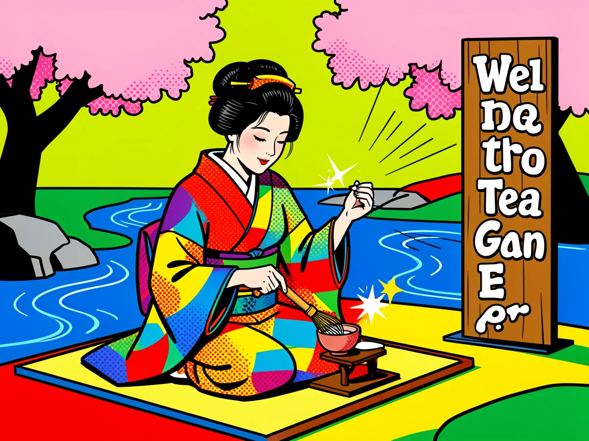 A traditional tea ceremony performed in a tranquil garden