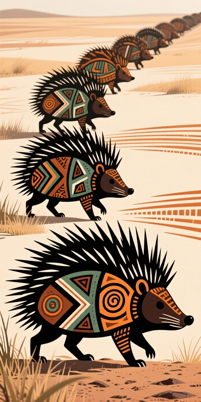 A porcupine moving in a slow migration line.