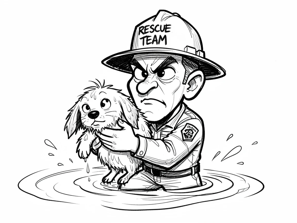 [Inspirational & Emotional Scenes] Touching, uplifting scene of a rescue worker carrying an animal to safety from a flood, evoking deep emotion
