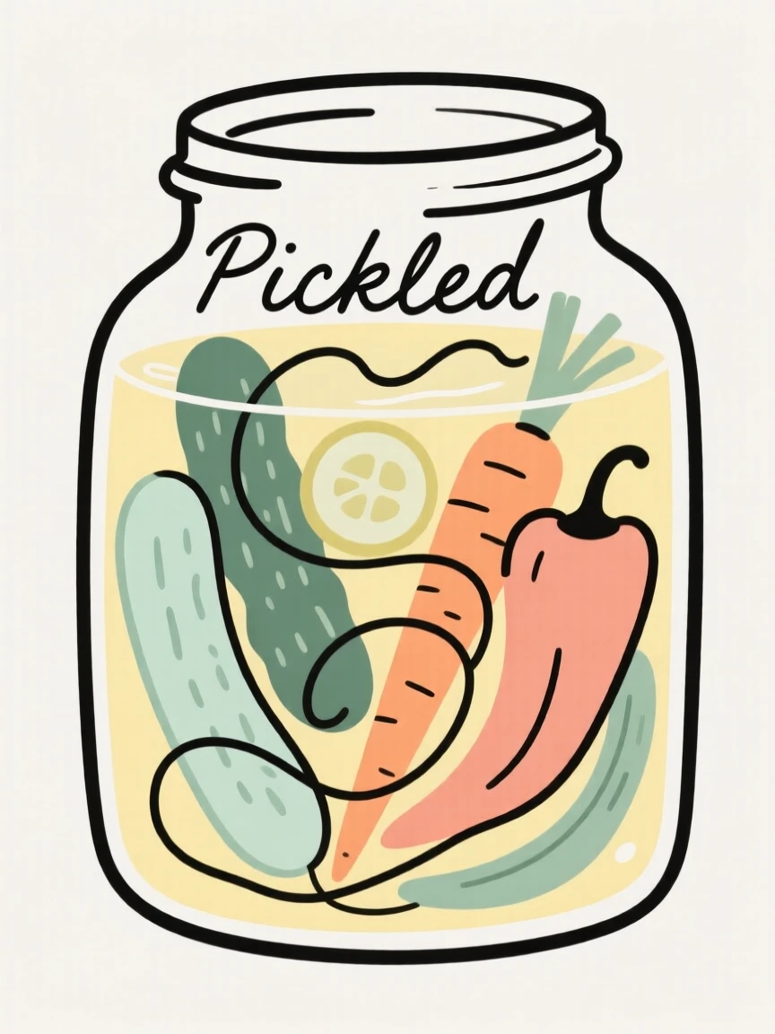 A jar of pickled vegetables