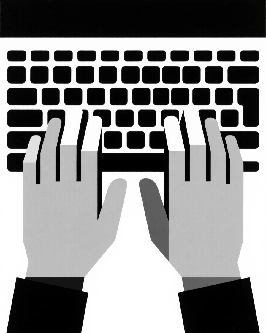 A pair of hands typing on a keyboard