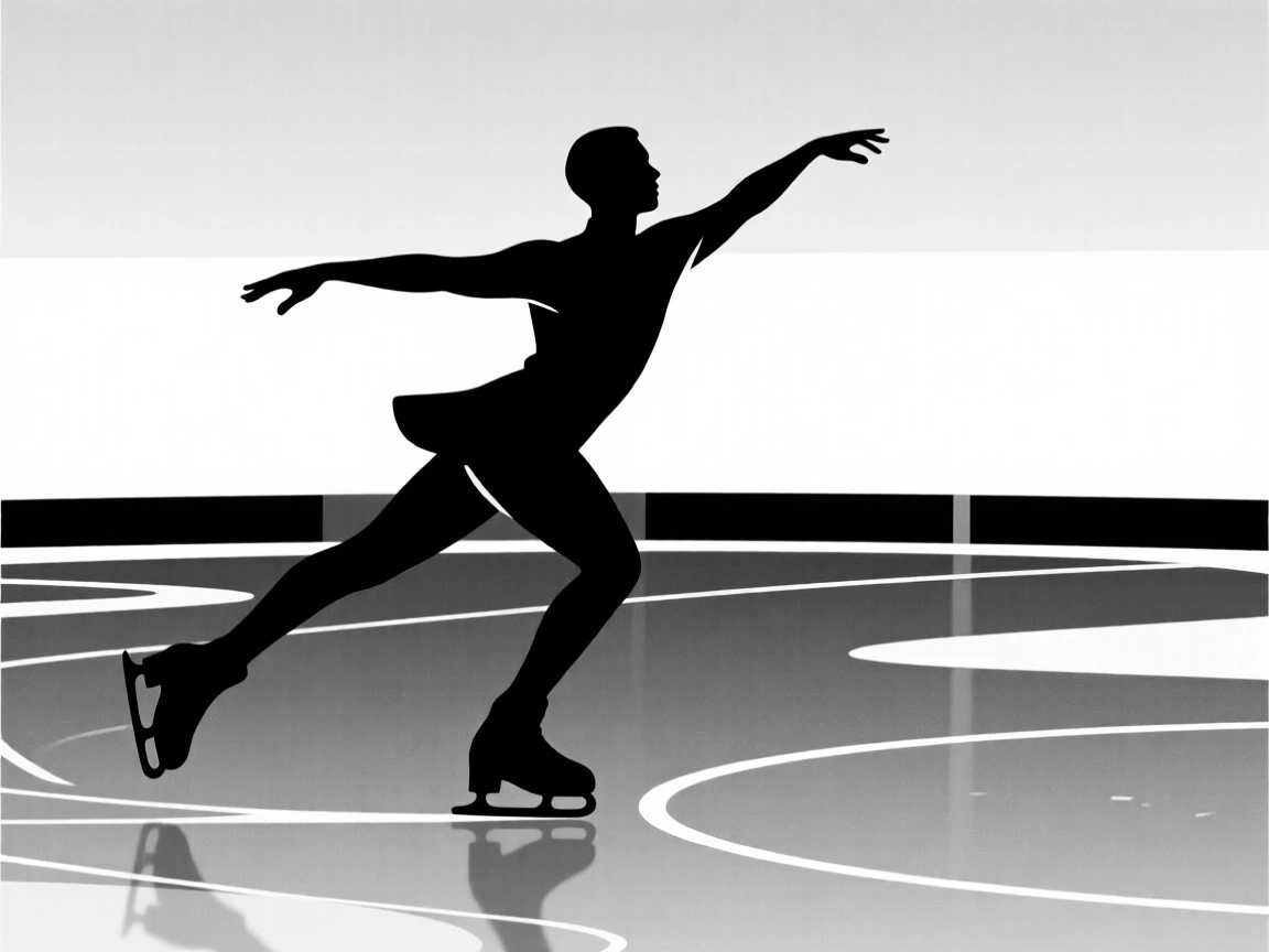 A figure skater spinning on an ice rink.