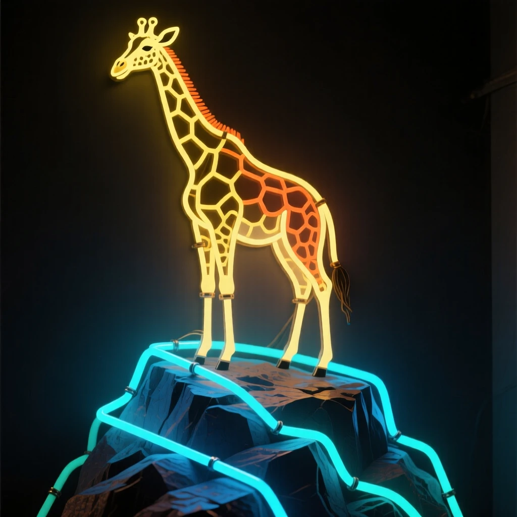A giraffe perched attentively atop a rocky outcrop.