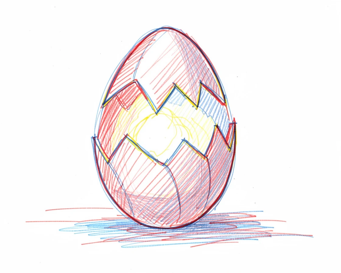 A dragon egg cracking open, revealing a faint golden glow within
