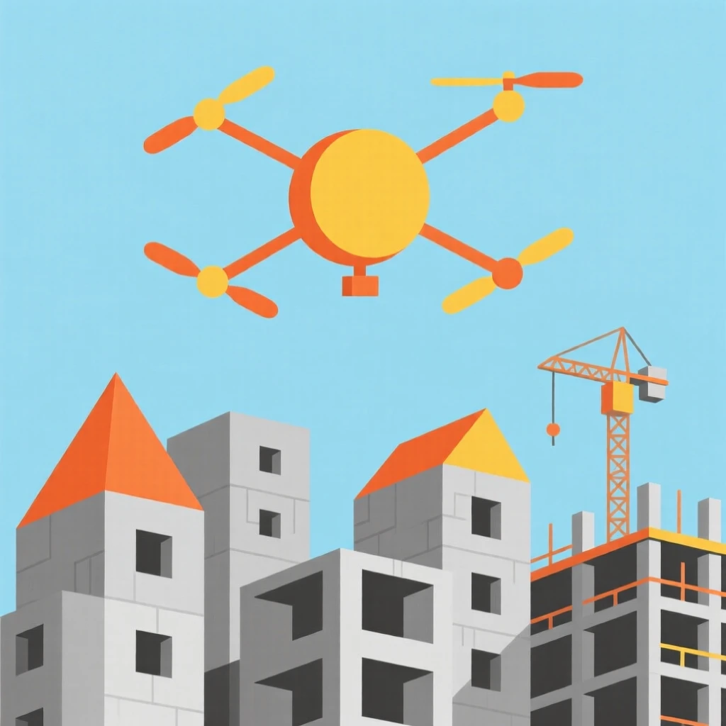 A drone flying above a construction site