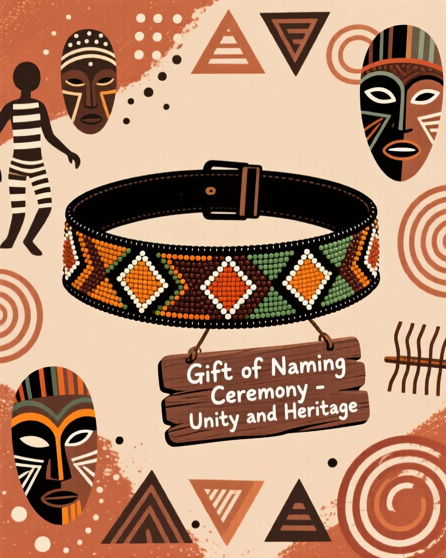 A beaded waist belt presented as a gift during a naming ceremony.