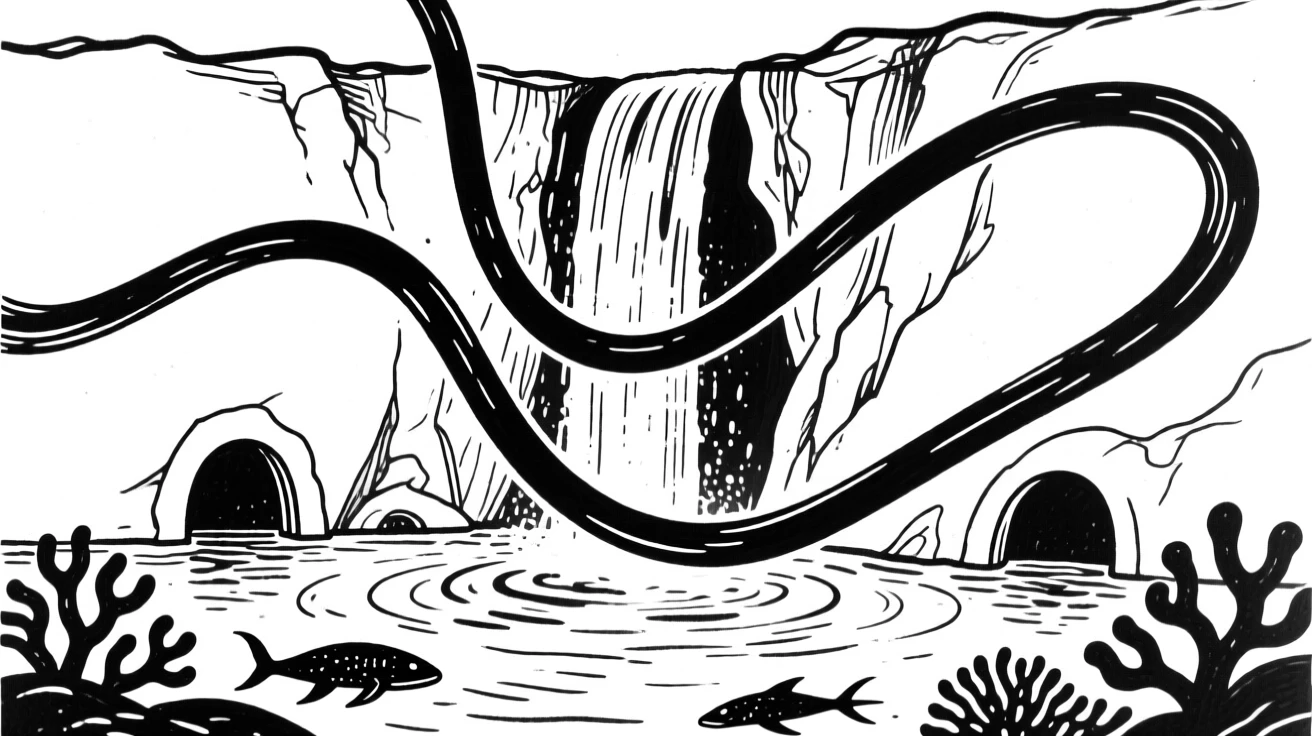 A hidden waterfall leading to a secret underwater kingdom.