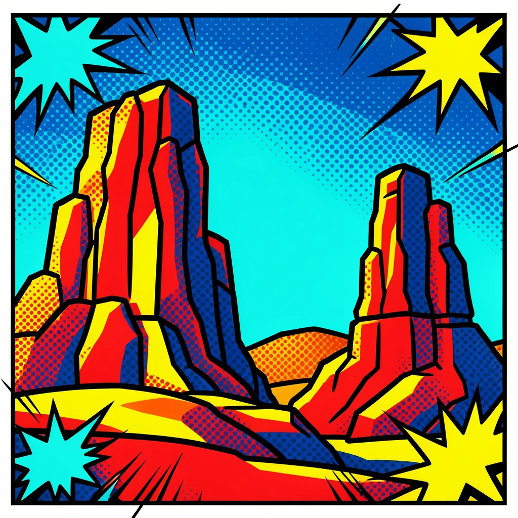 A desert landscape dotted with towering rock formations